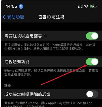 墨江苹果14维修网点分享iPhone14注视感知功能有什么用 